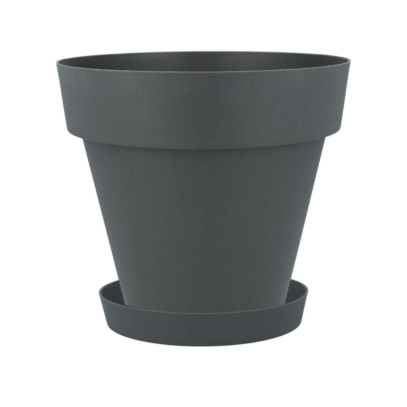 Anthracite-coloured pot with saucer Tes 26 x 24 cm
