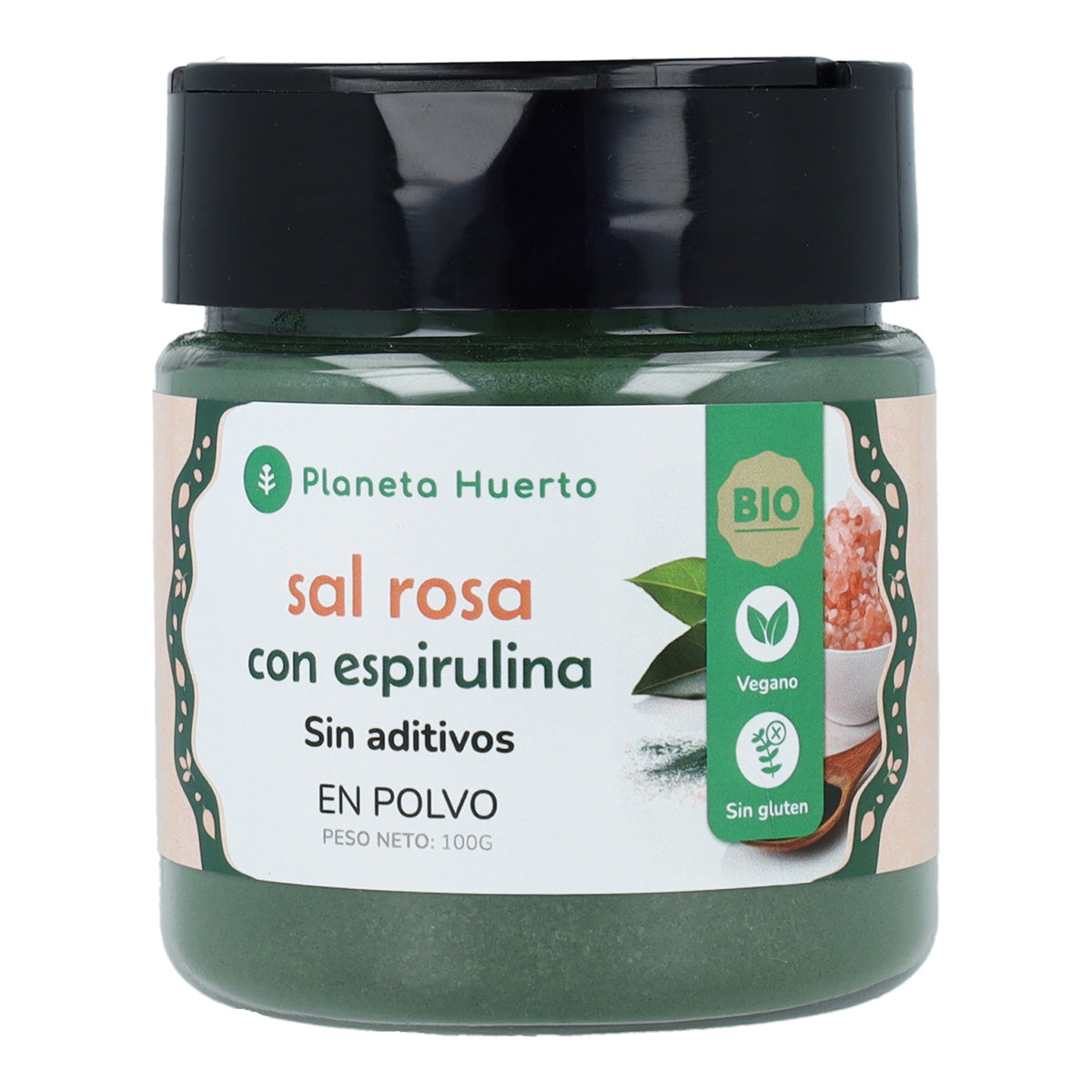 Rosa Salz mit Spirulina Meeresalgenpulver ECO Planeta Huerto 100g