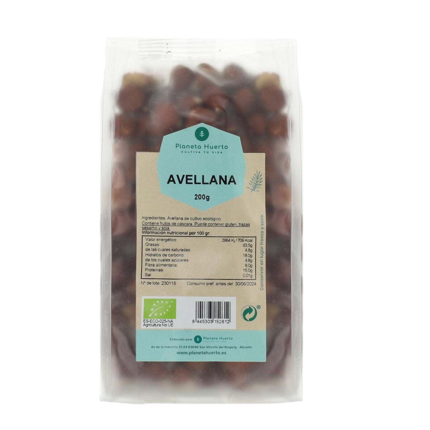 Noisettes brutes ECO Planeta Huerto 200 g