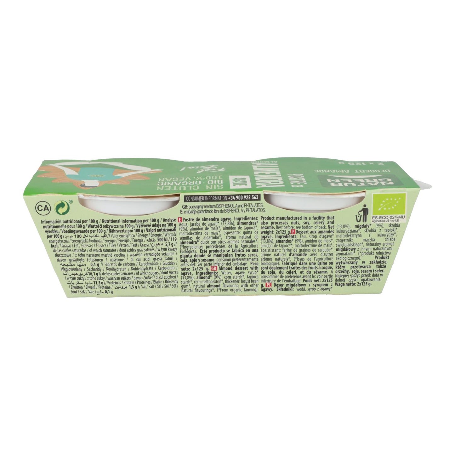 Postre de Almendra con Ágave NaturGreen, 2 X 125 g