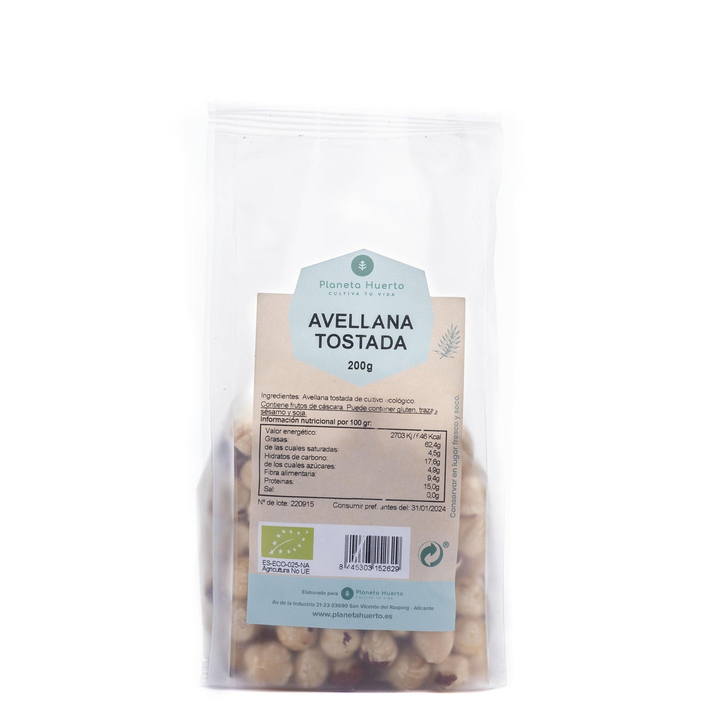 Roasted hazelnuts ECO Planeta Huerto 200 g