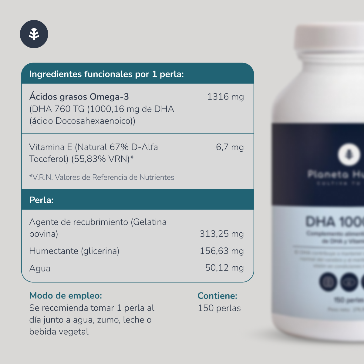 DHA 1000 mg Planeta Huerto 150 perełek