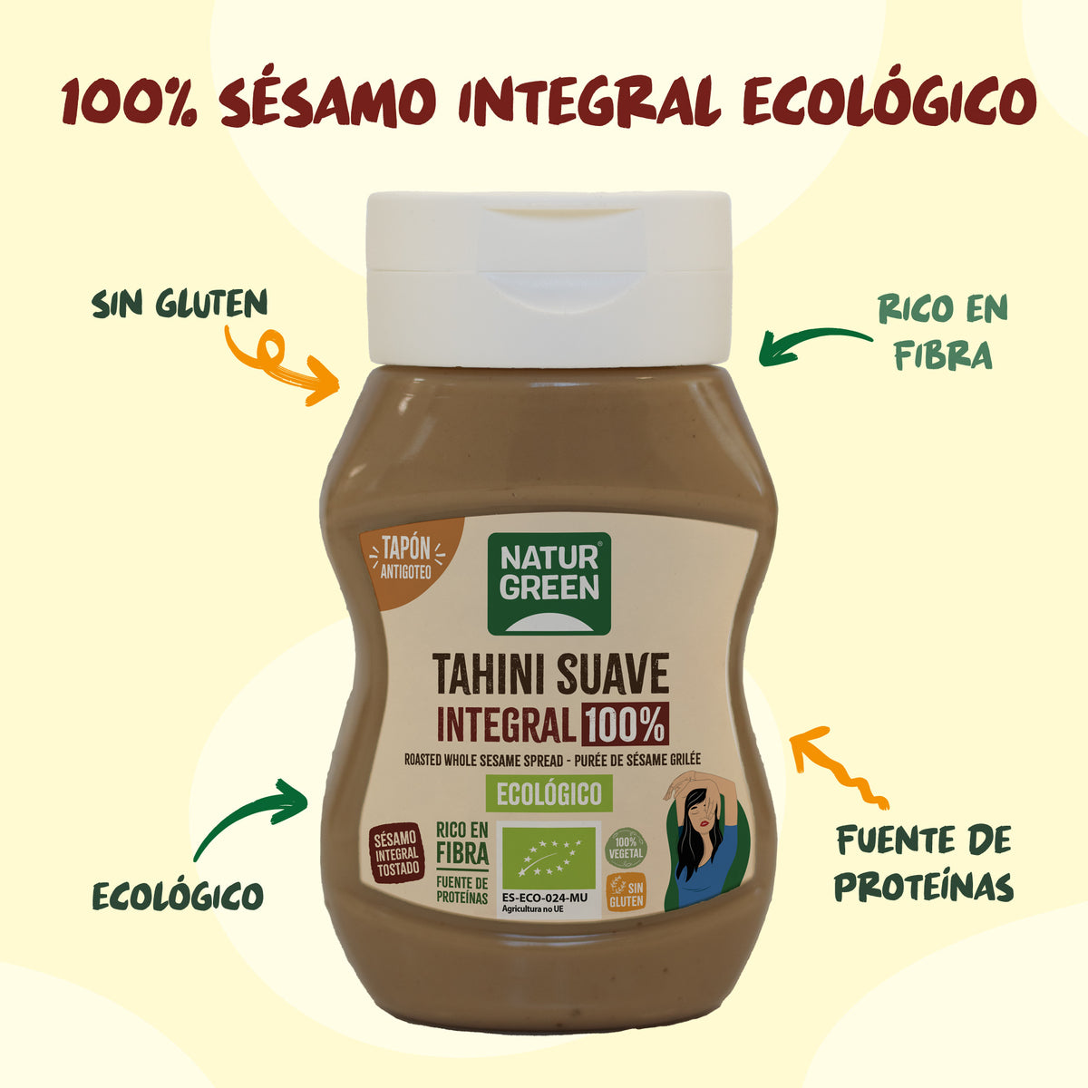 Tahini morbido integrale antigoccia biologico NaturGreen 270 g