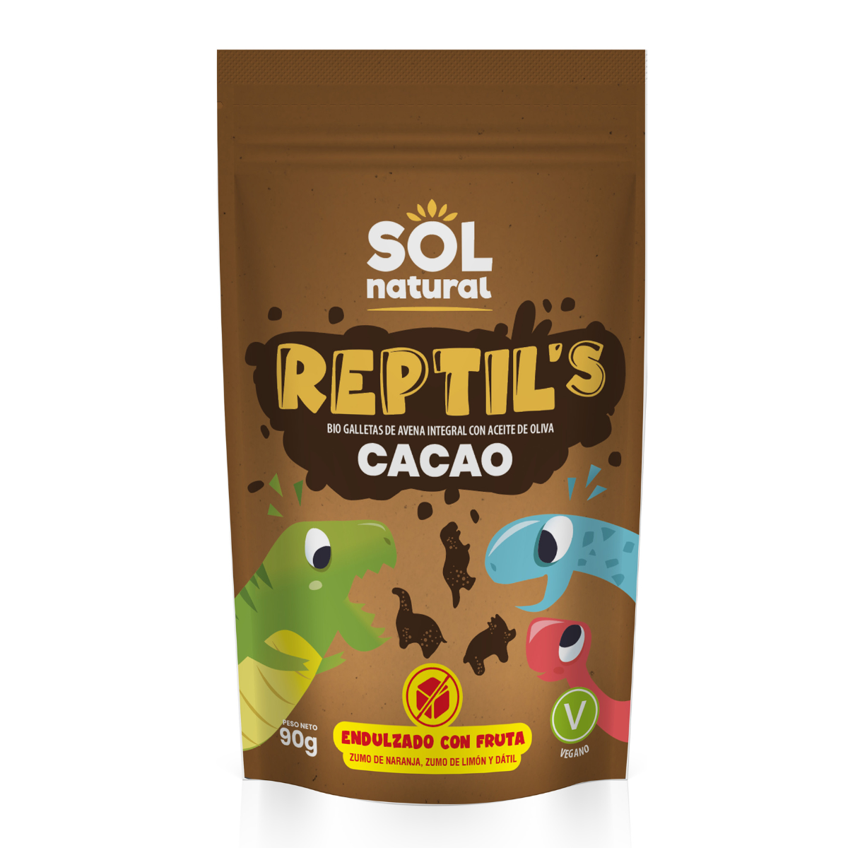 Bio-Kekse für Kinder mit Hafer, Früchten und Kakao Sol Natural 90 g