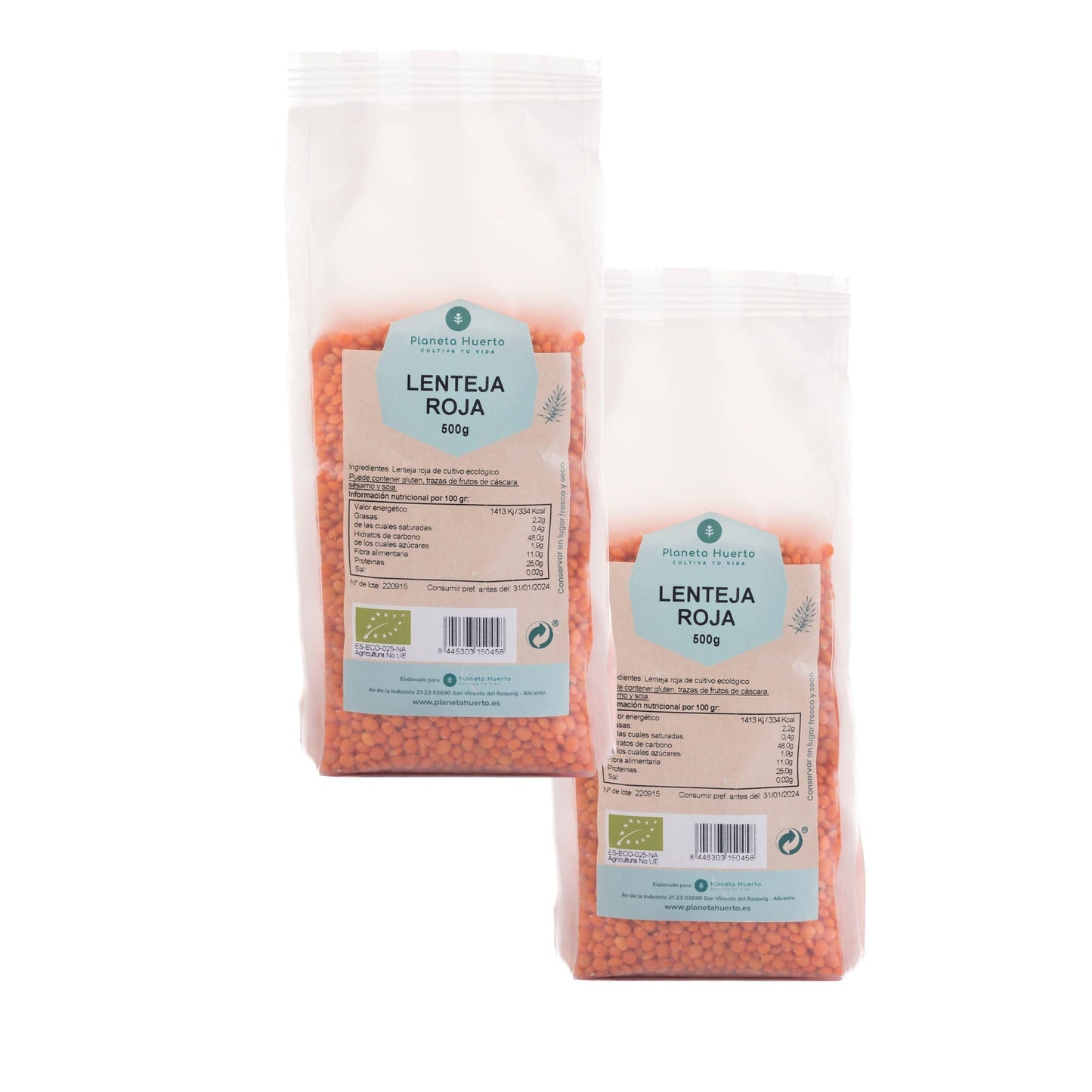 Pack 2x Red Lentils ECO Planeta Huerto 500 g