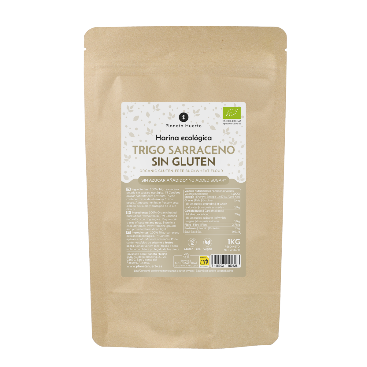 Glutenfreies Buchweizenmehl ECO Planeta Huerto 1 kg