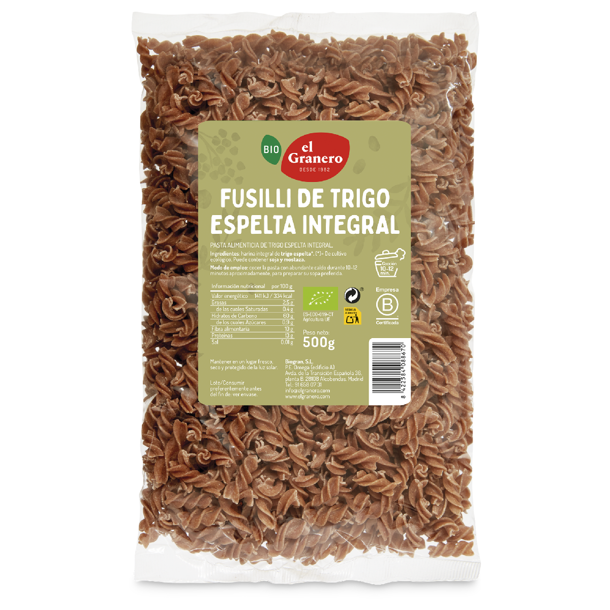 Fusilli complets à l'épeautre Bio El Granero 500 g