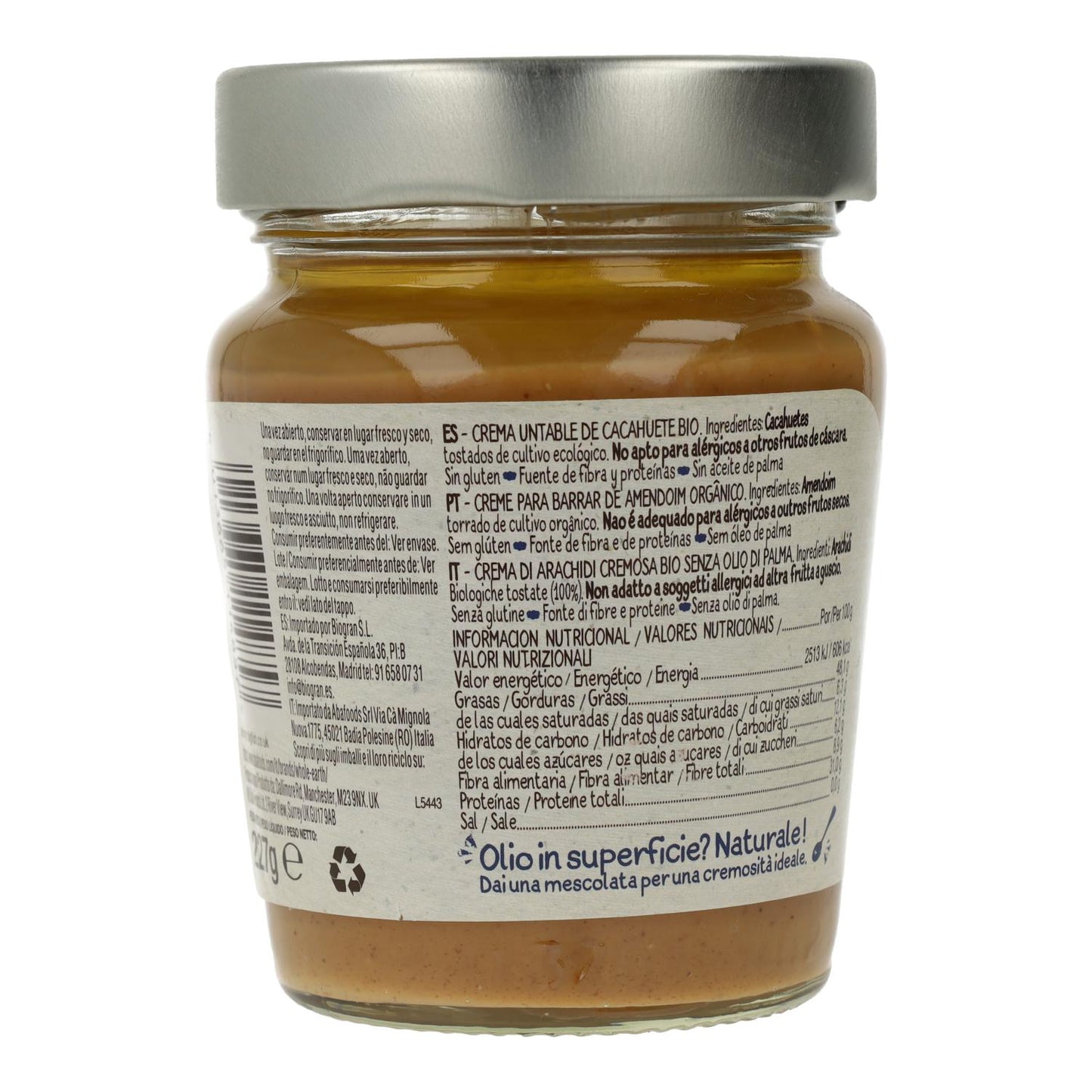 Beurre de cacahuète doux bio, 227 g. Whole Earth