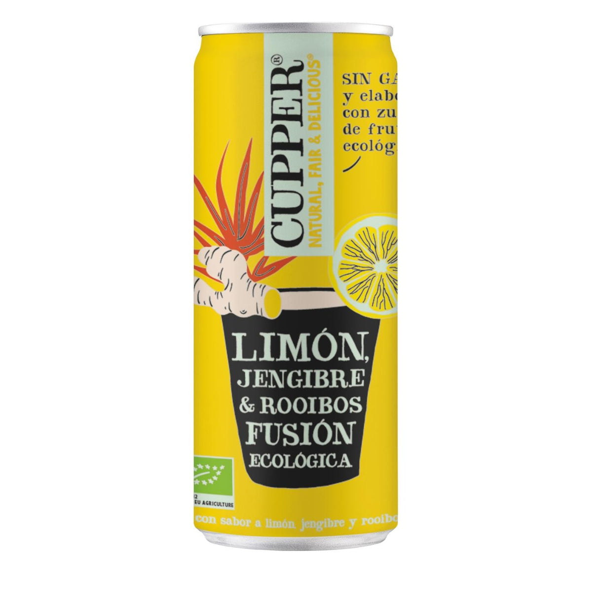 Pakket x 12 Frisdrank met gember, citroen en rooibos Cupper 250 ml