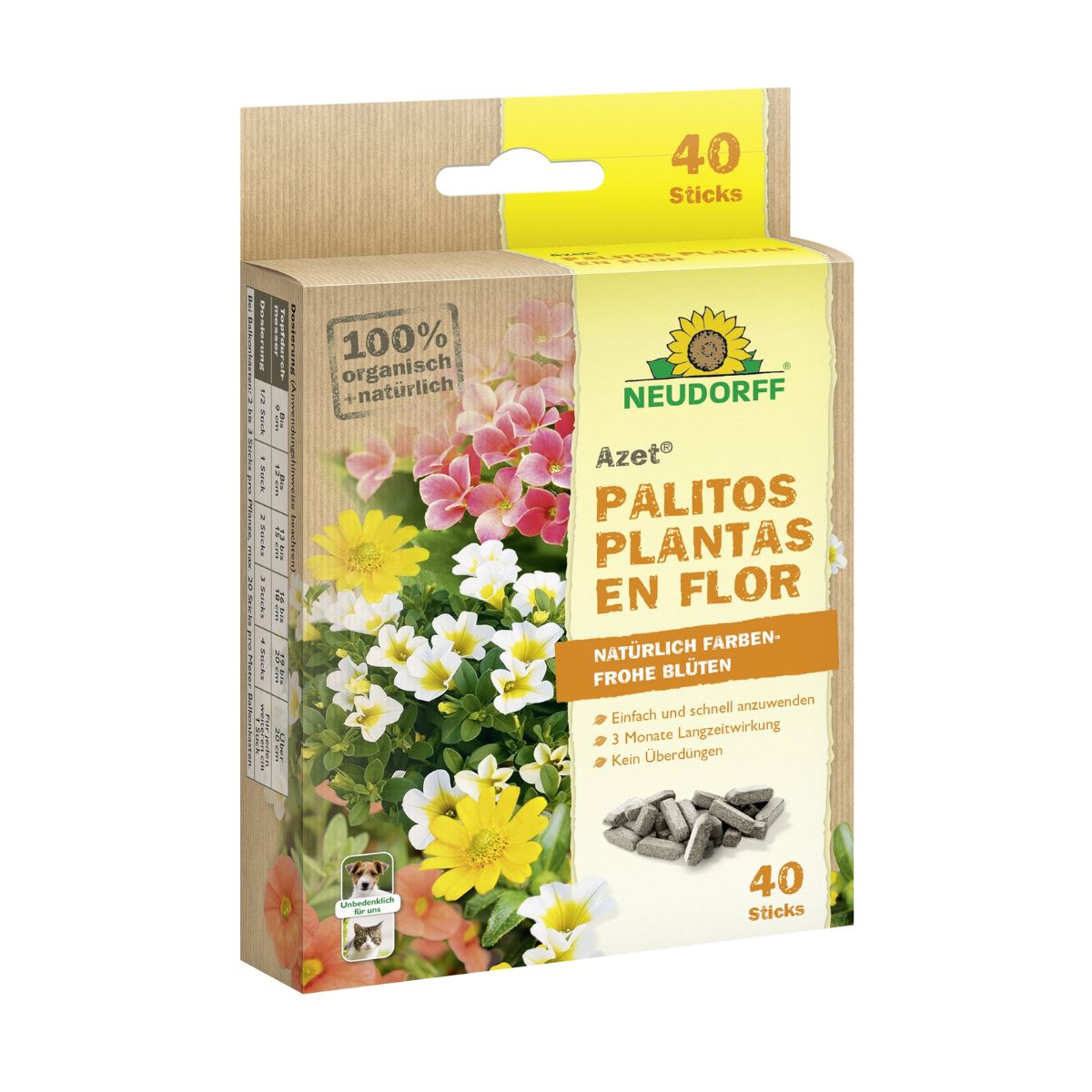 Bâtonnets fertilisants Azet pour plantes à fleurs Neudorff 40 unités