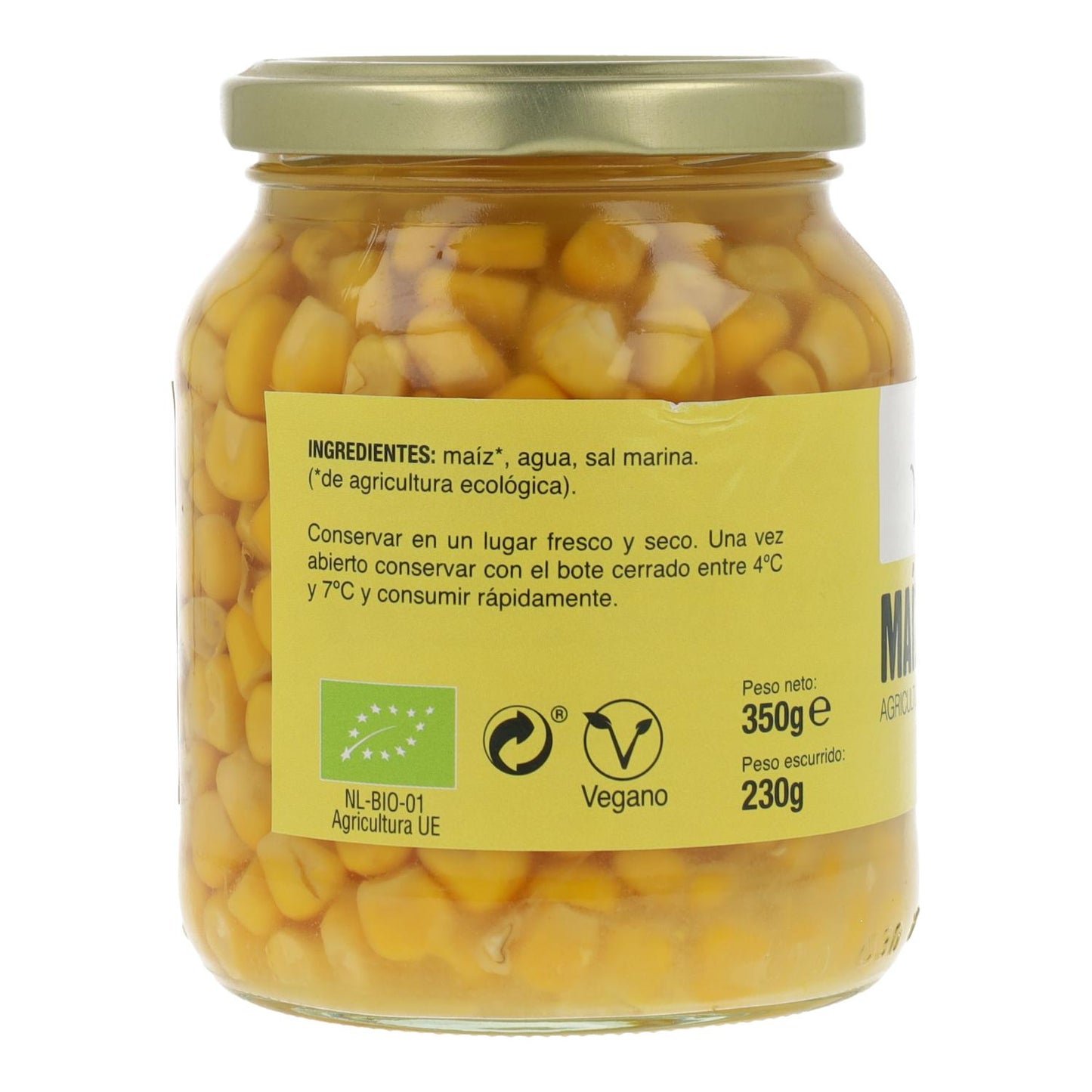 Bio sötmajs i glasburk Vegetalia 350 g