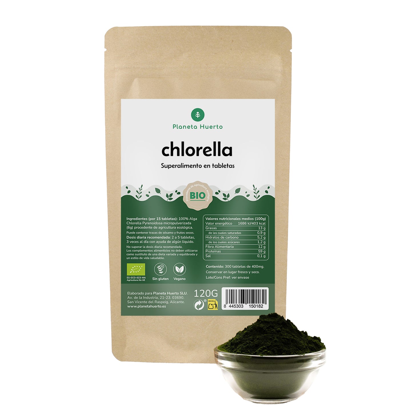 Alga clorella in polvere ECO Planeta Huerto 200 g