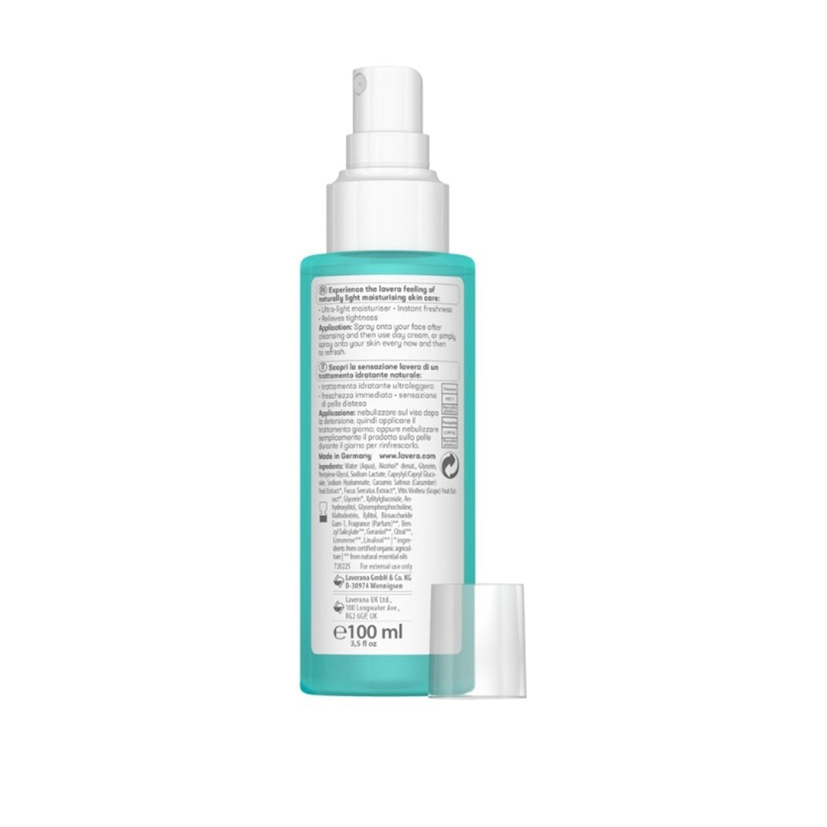Odświeżający spray Hydro Refresh z organicznymi algami i kwasem hialuronowym, LAVERA, 100 ml