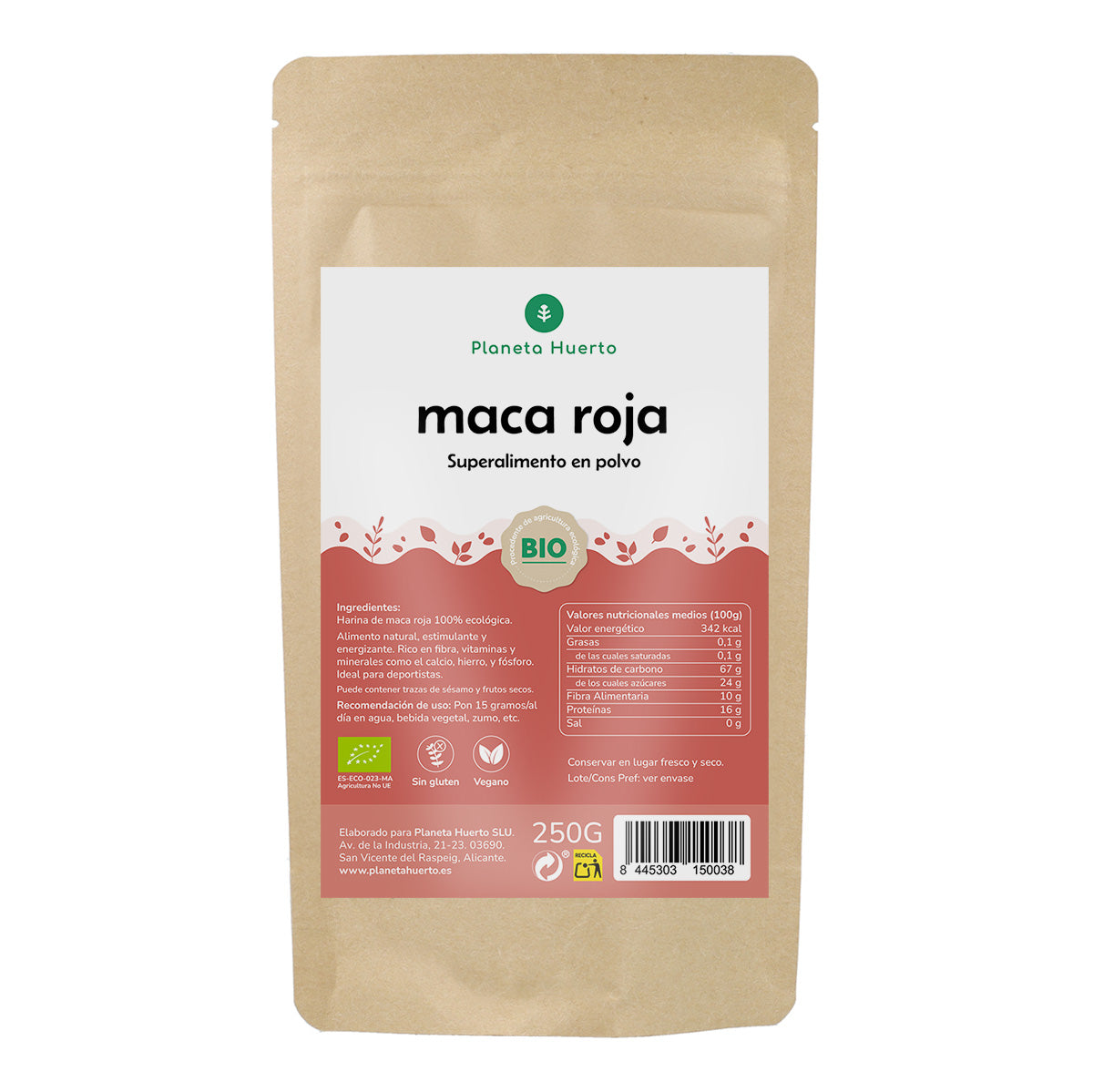 Rotes Maca-Pulver ECO Planeta Huerto 250 g