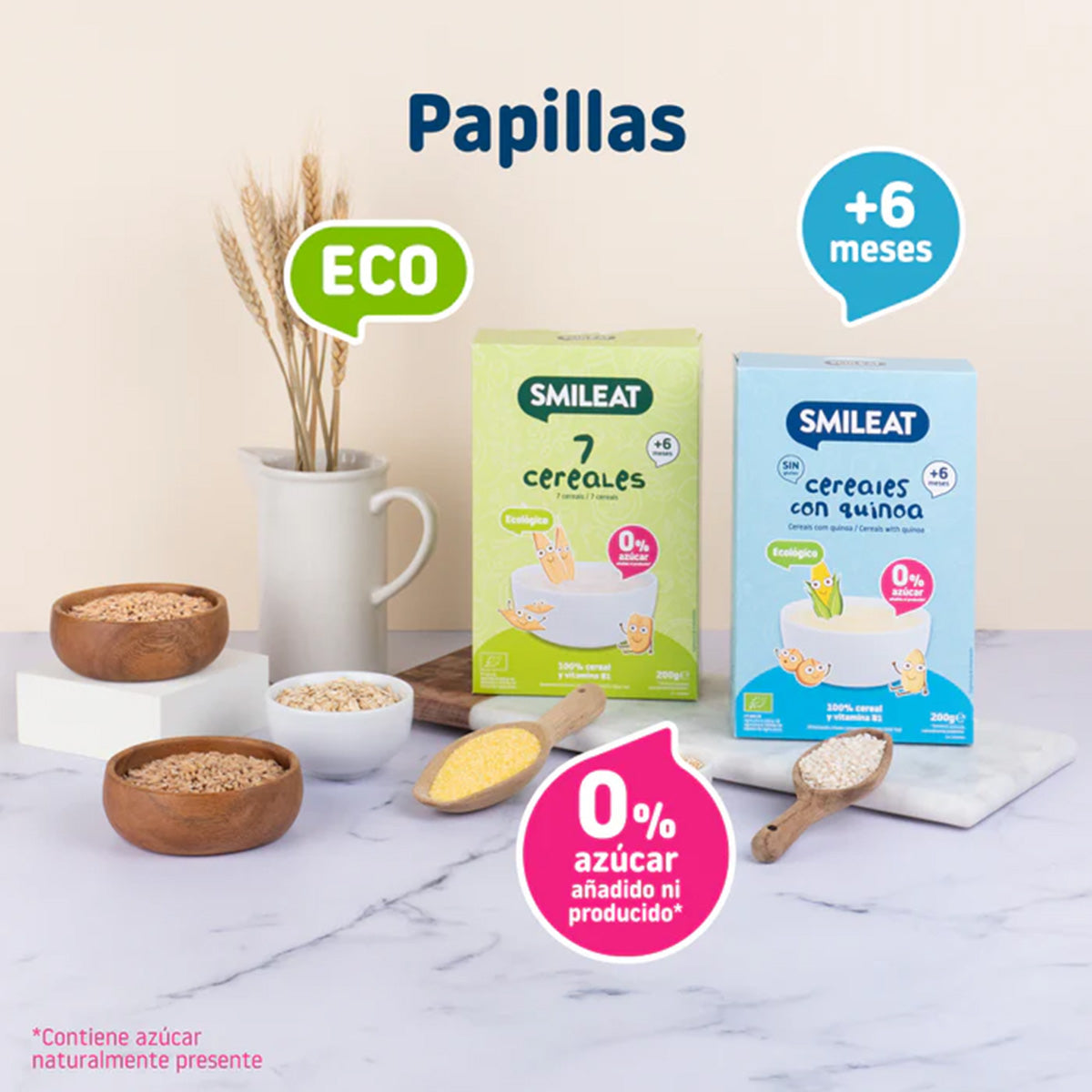 PROMOCJA 3x Bezglutenowa kaszka zbożowa z komosą ryżową Eco Smileat, 200 g