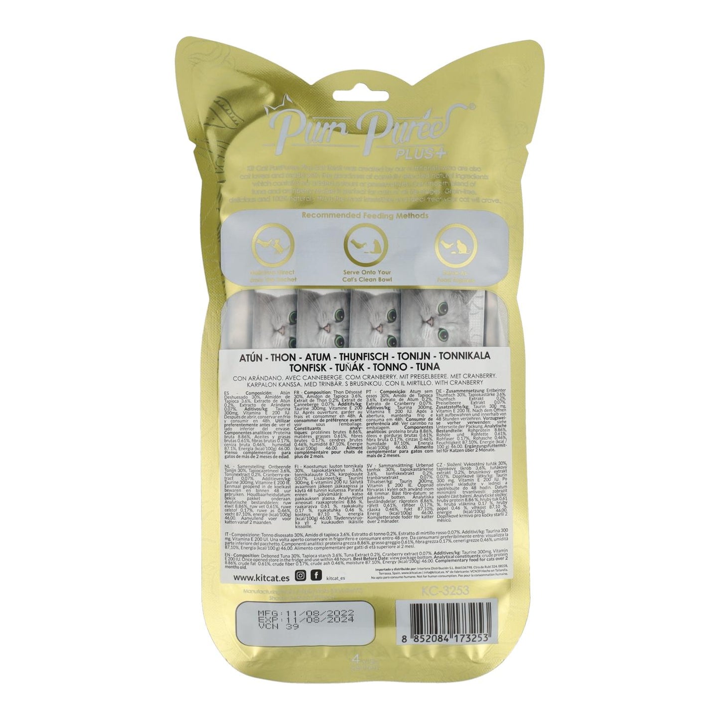 Kit Cat PurrPuree Plus - Tonijn Urinary Care Kit Cat 4x15 g Romige snack voor katten