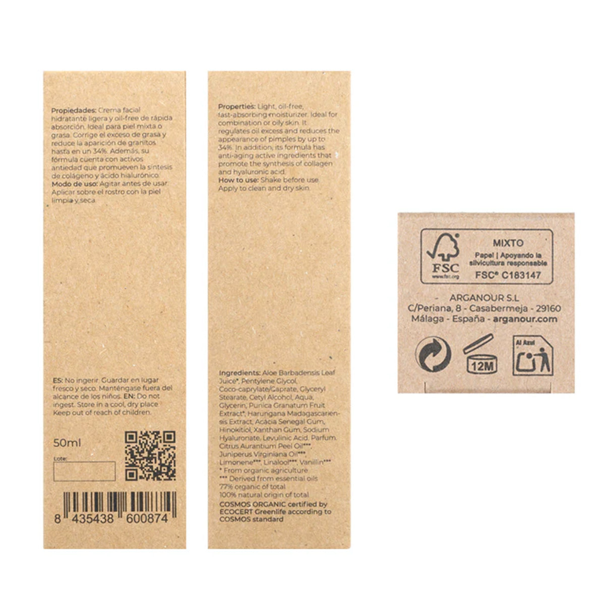 Gezichtscreme voor de gemengde/vette huid 50 ml Arganour