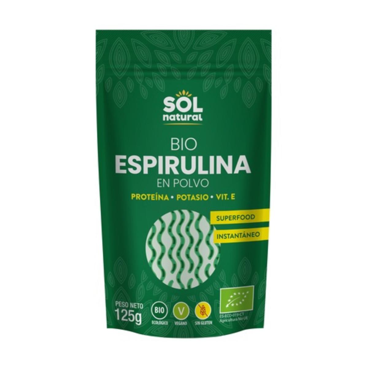 Spirulina i pulverform, ekologisk, Sol Natural 125 g