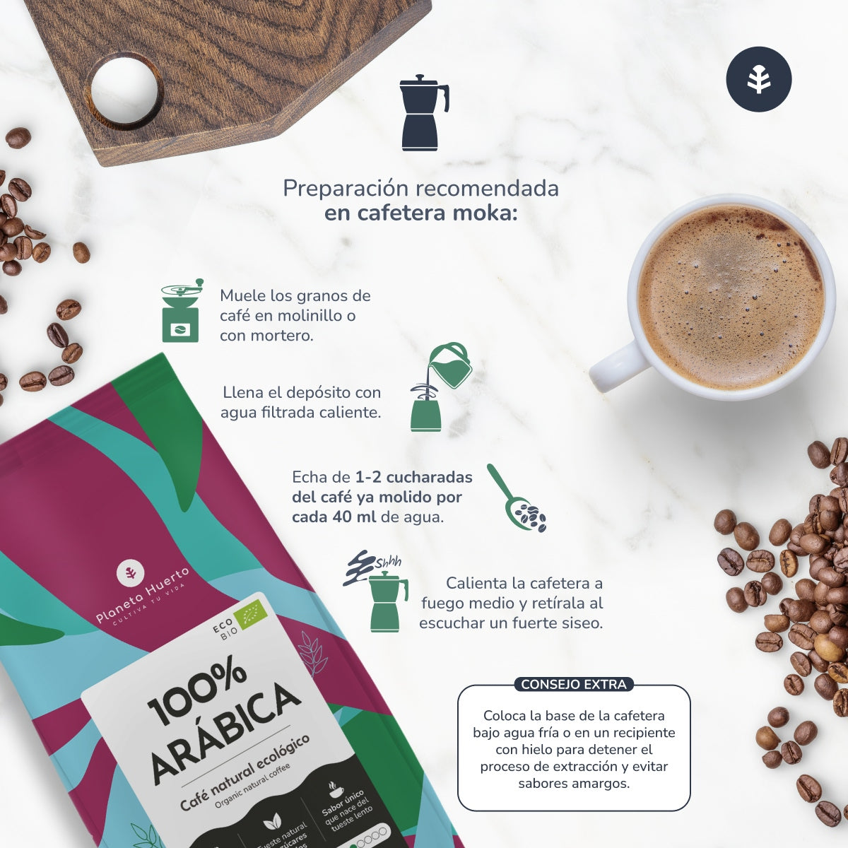 Opakowanie 3x Kawa ziarnista Eco 100% Arabica Planeta Huerto 1 kg