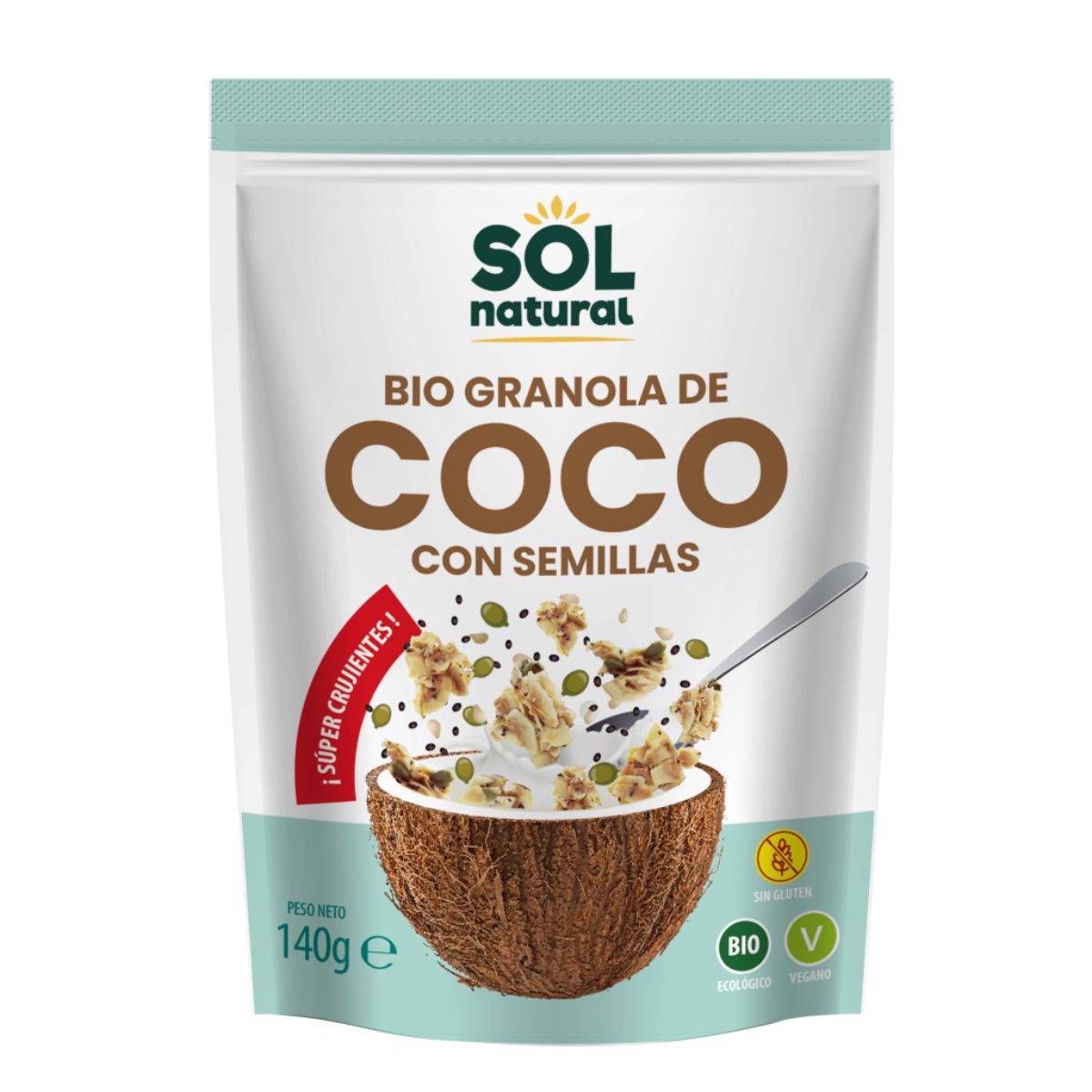 Organic coconut crunchy granola with seeds Sol Natural 140 g