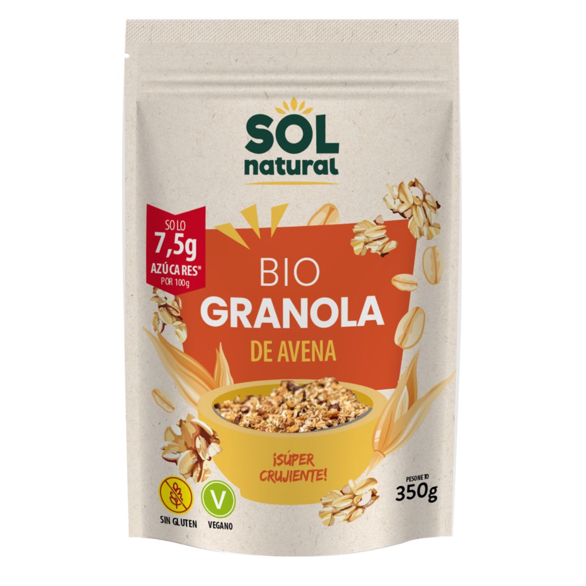 Organic Gluten-Free Oat Granola, Sol Natural, 350 g