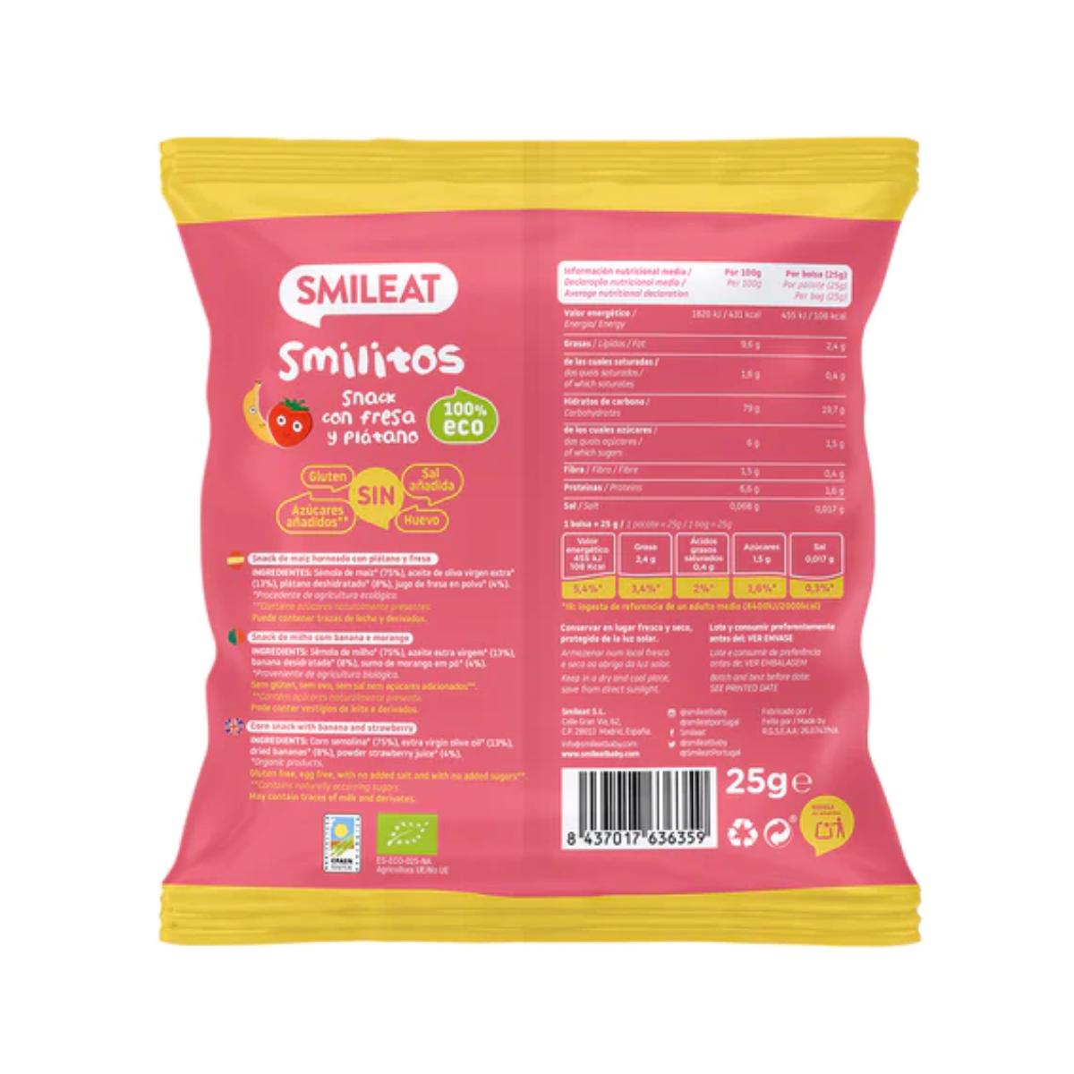 Confezione da 12 Smilitos, vermi alla fragola e banana ECO Smileat, 25 g