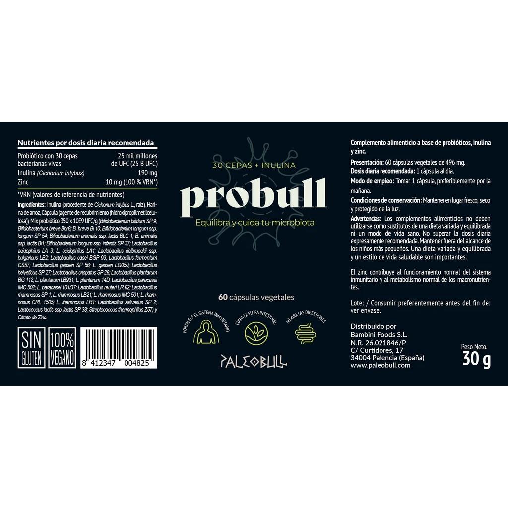 Probull probiotic with 30 strains Paleobull 60 capsules
