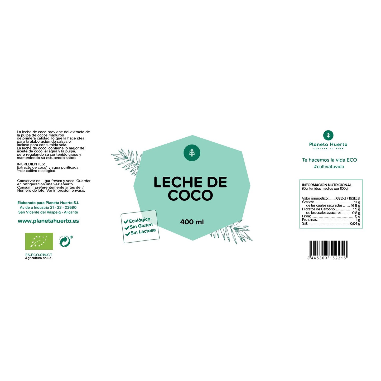 Crème de coco ECO Planeta Huerto 400 ml