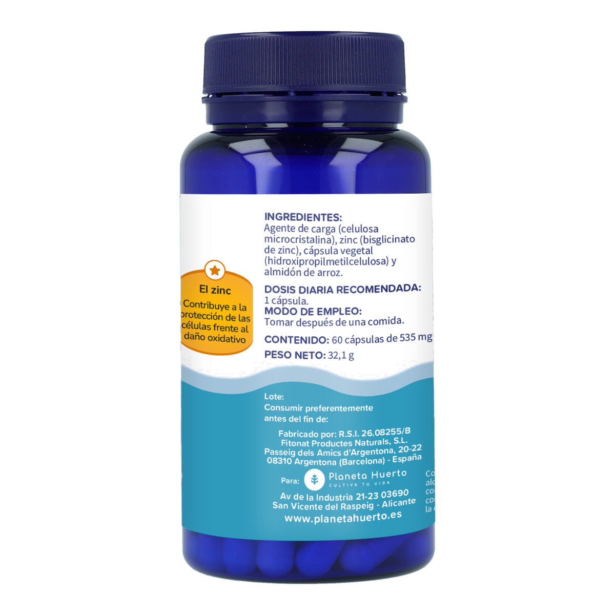 Zinco bisglicinato Planeta Huerto 60 Cap.