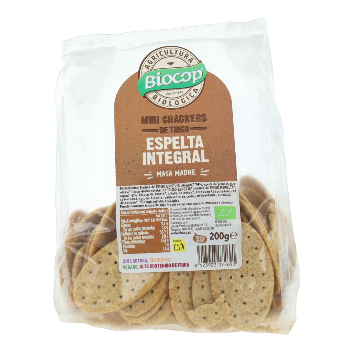 Mini-crackers van volkoren spelt met biologische zuurdesem Biocop 200 g