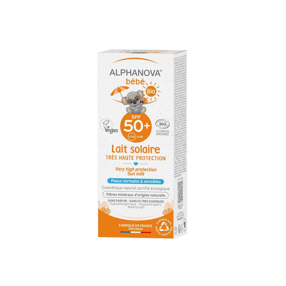 Crème solaire bio pour bébés SPF 50+ Alphanova 50 ml