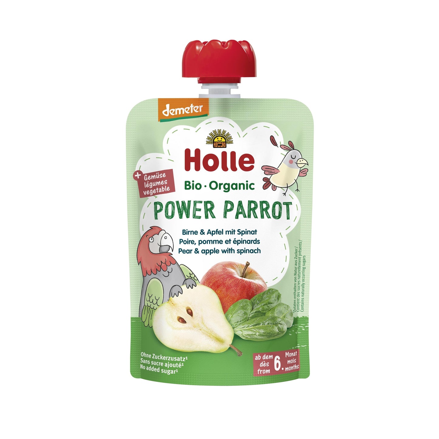 POWER PARROT - Pear, Apple and Spinach (from 6 months) Eco/Dem Holle 100g