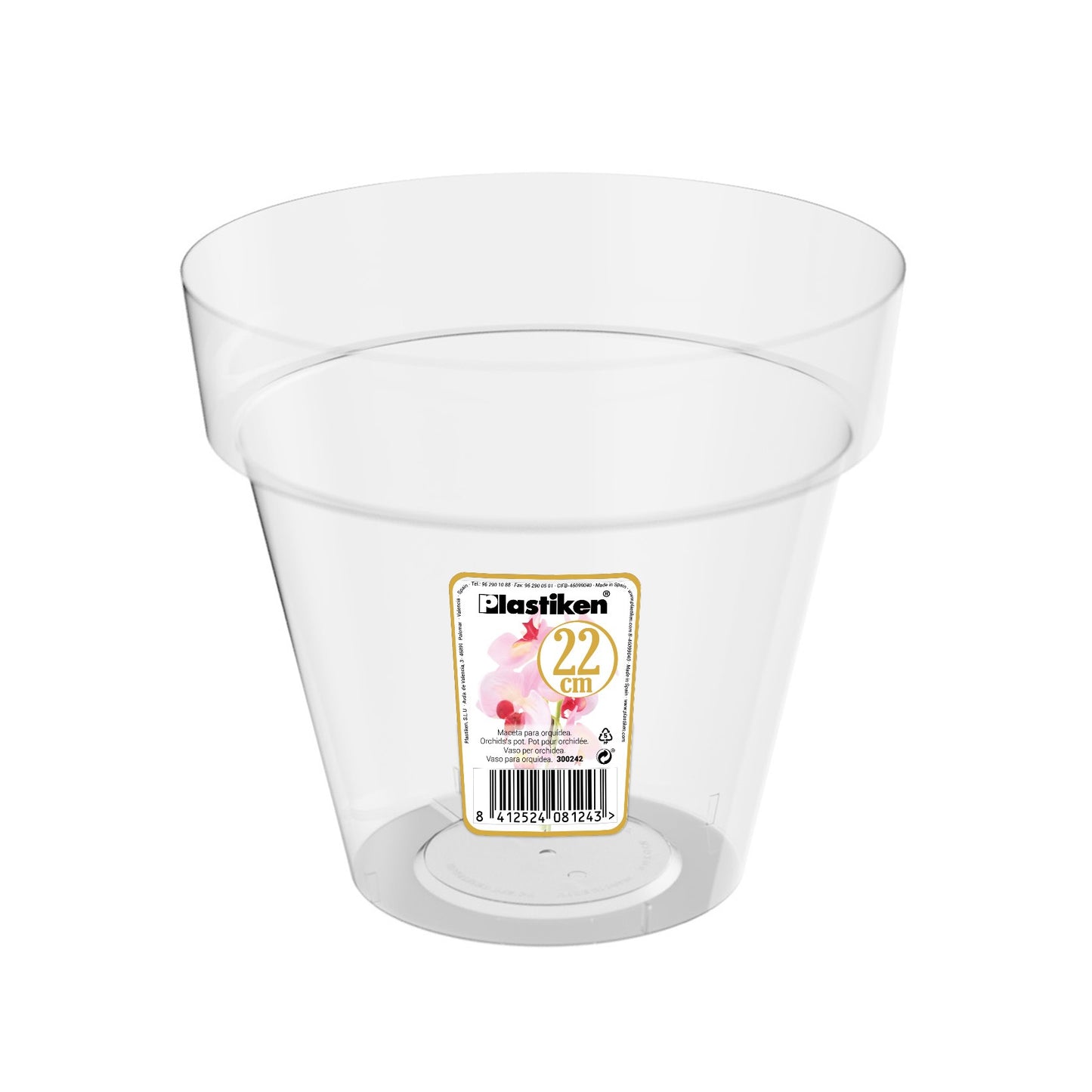 Transparent orchid pot Tes ⌀ 22