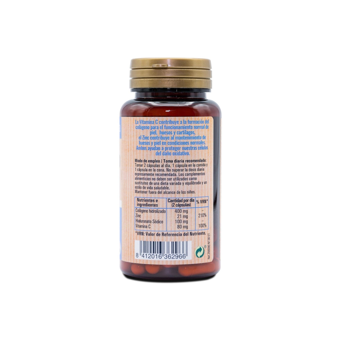 Kollagen + hyaluronsyra + C-vitamin + zink, 30 kapslar NaturTierra