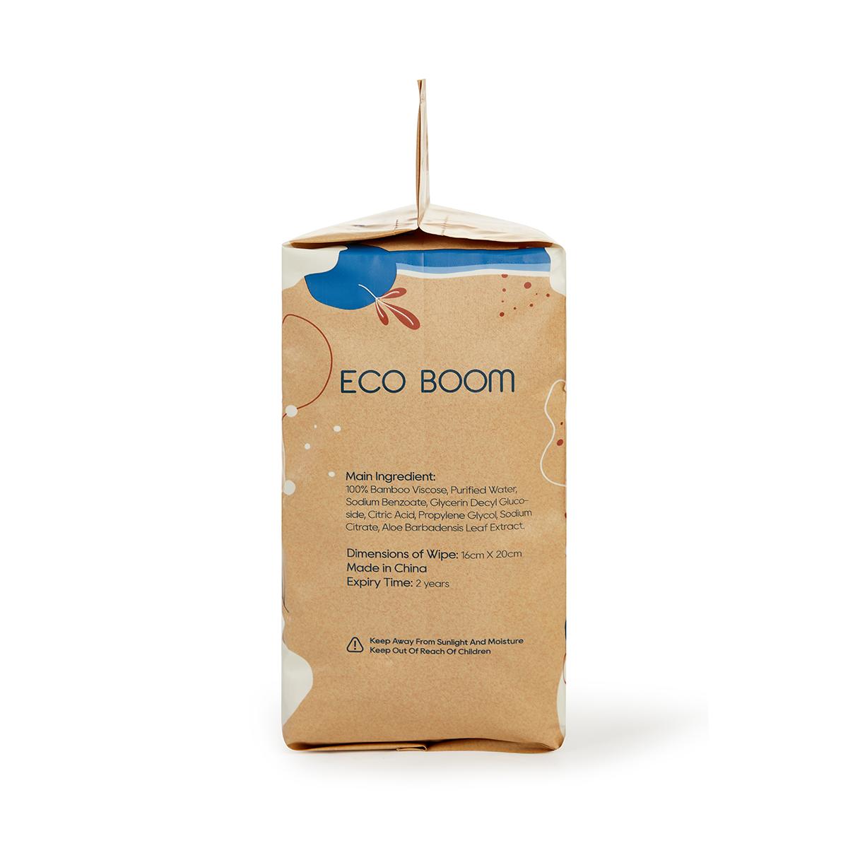Pack of 4x Ecoboom Biodegradable Bamboo Wipes 60 Units