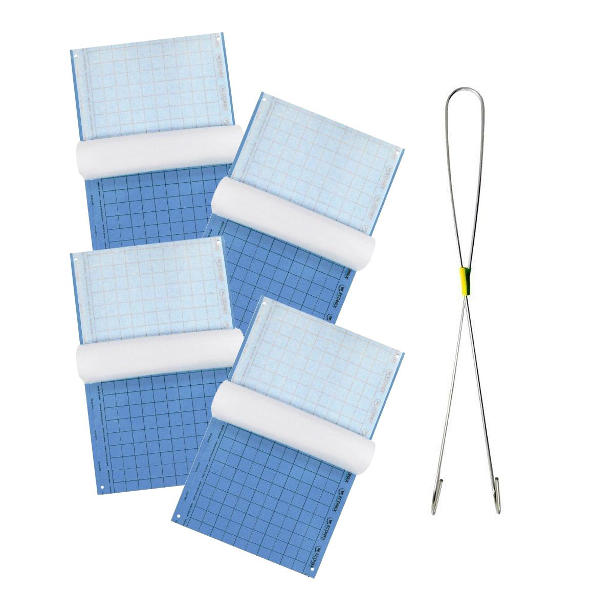 Lot de 4 pièges chromatiques bleus pour thrips + crochet Econex