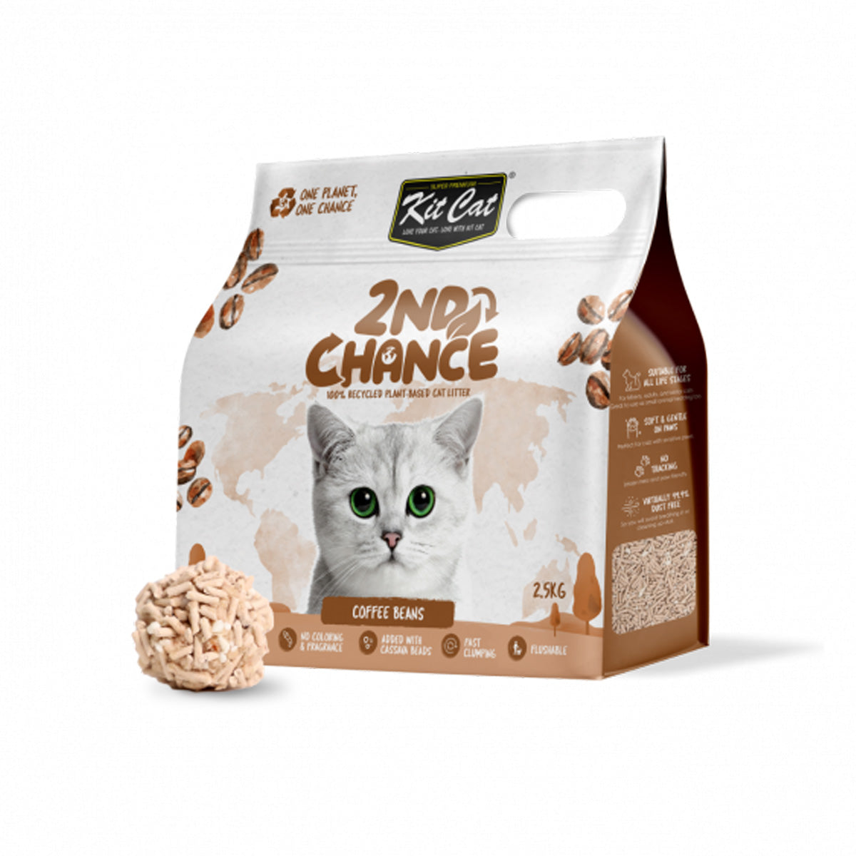 Zestaw Cat Arena Eco 2nd Chance - Coffee Beans (Natural) 2,5 kg Nasiona kawy, grochu i manioku