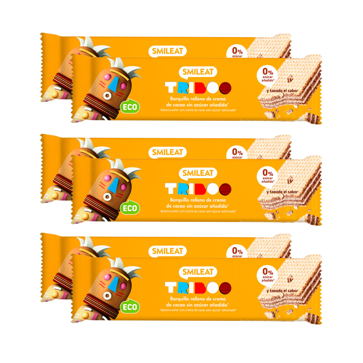 Opakowanie 6x batoników waflowych z nadzieniem 30 g ECO Smileat