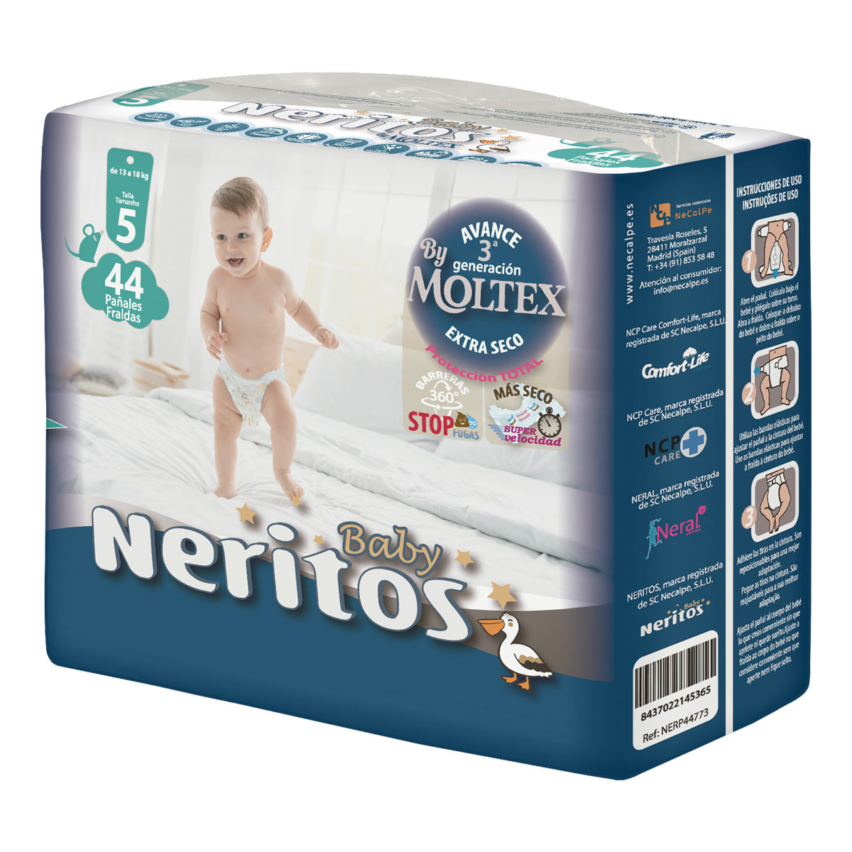 Blöjor Neritos Baby by Moltex T5 (13-18 kg) 44 st