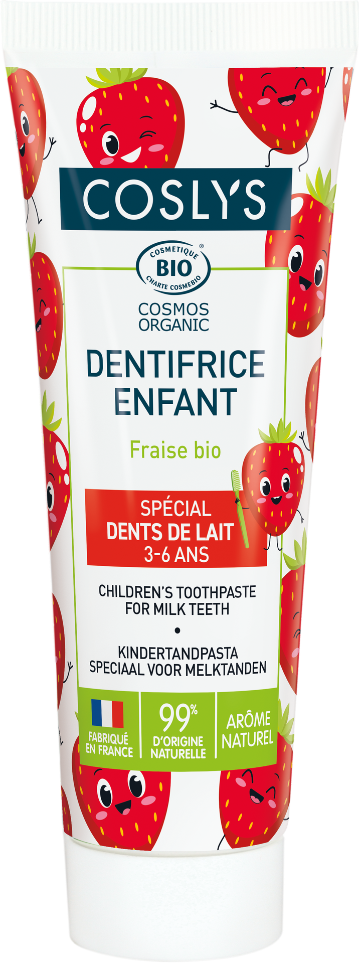 Organic strawberry toothpaste for children Coslys 75 ml