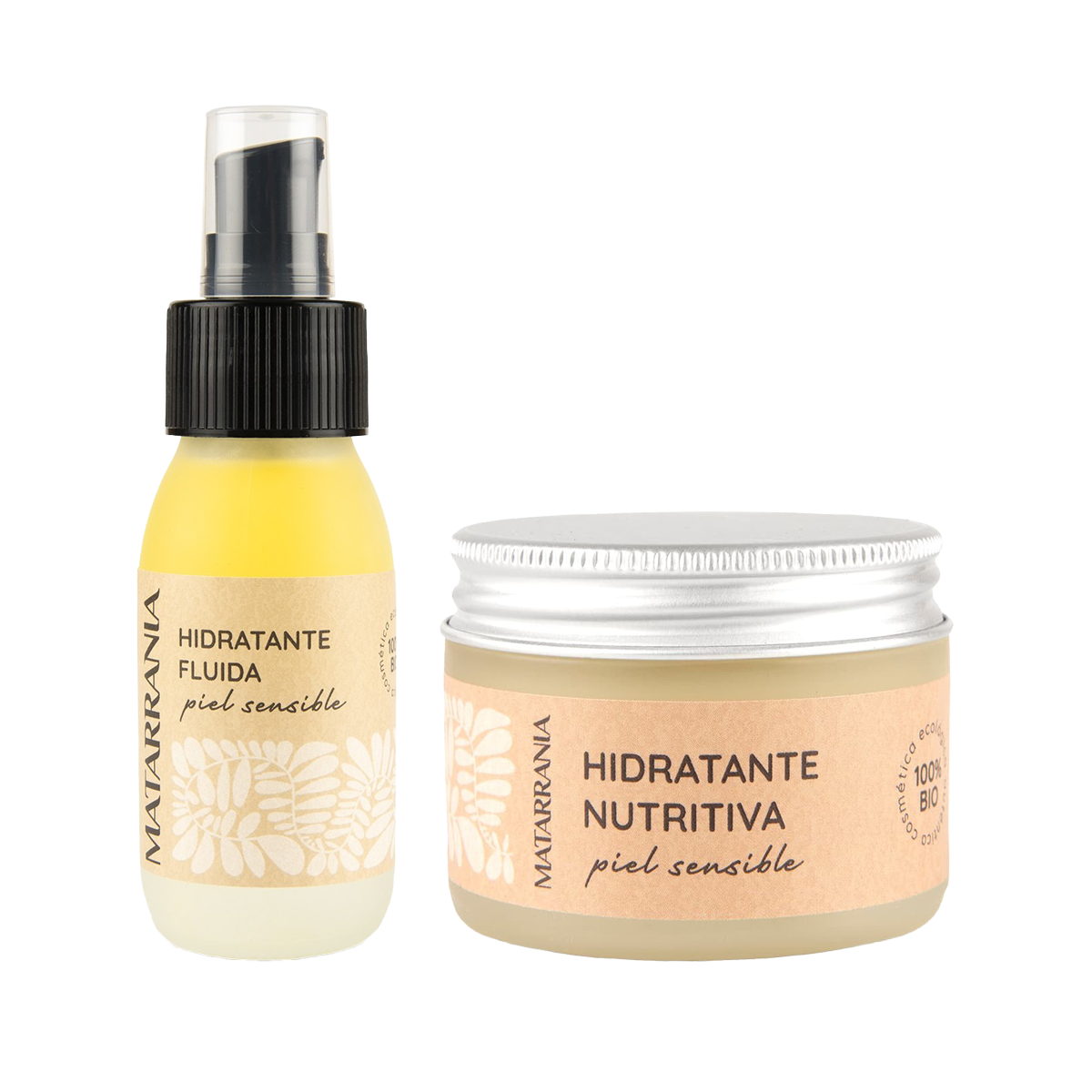 Packung Feuchtigkeitsspendende Pflege für empfindliche Haut Bio 30 ml + Feuchtigkeitsfluid für empfindliche Haut 100 % BIO 60 ml, Matarrania