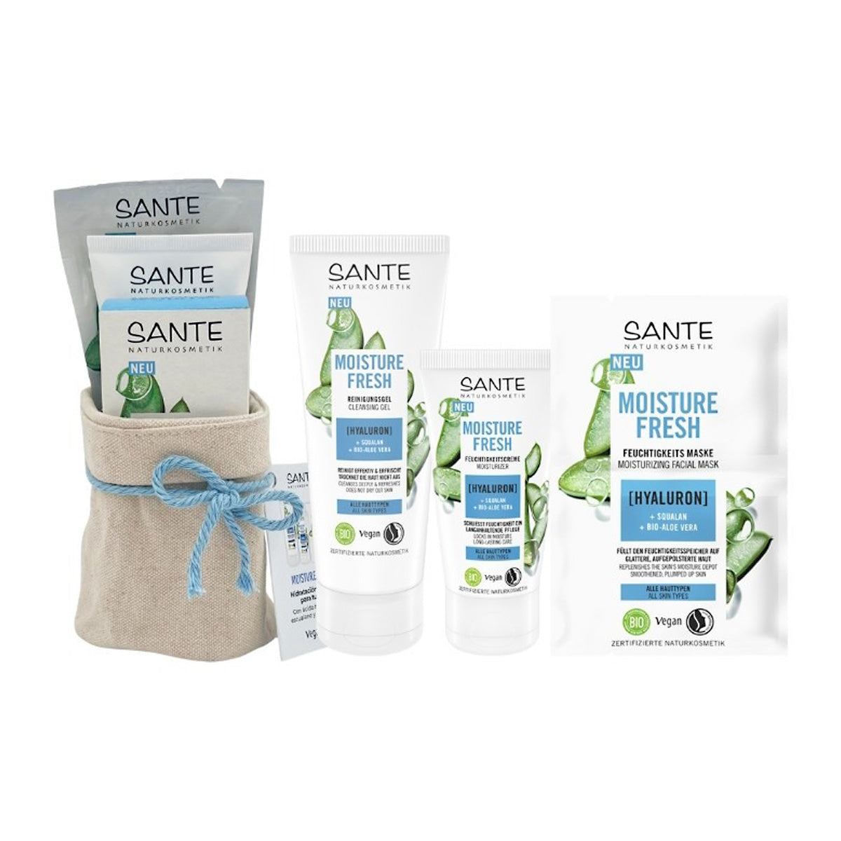 Zestaw do pielęgnacji twarzy Moisture fresh PREZENT organizer bawełniany Sante