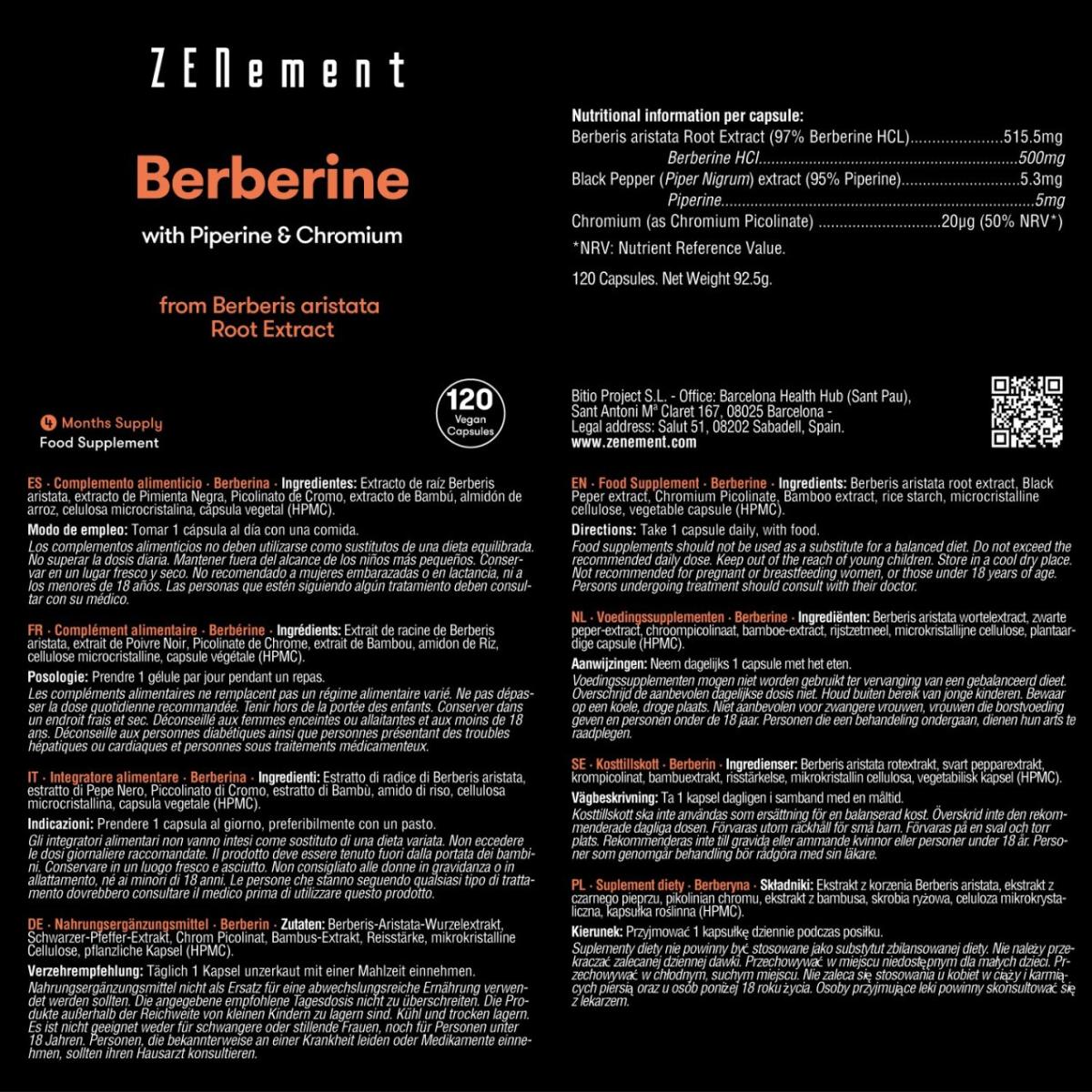 Berberin 500 mg Zenement, 120 Tabletten