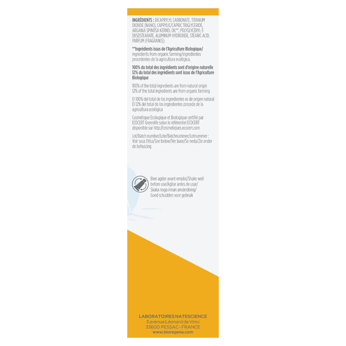 Crème solaire pour enfants SPF50 en spray Bioregena 90 ml