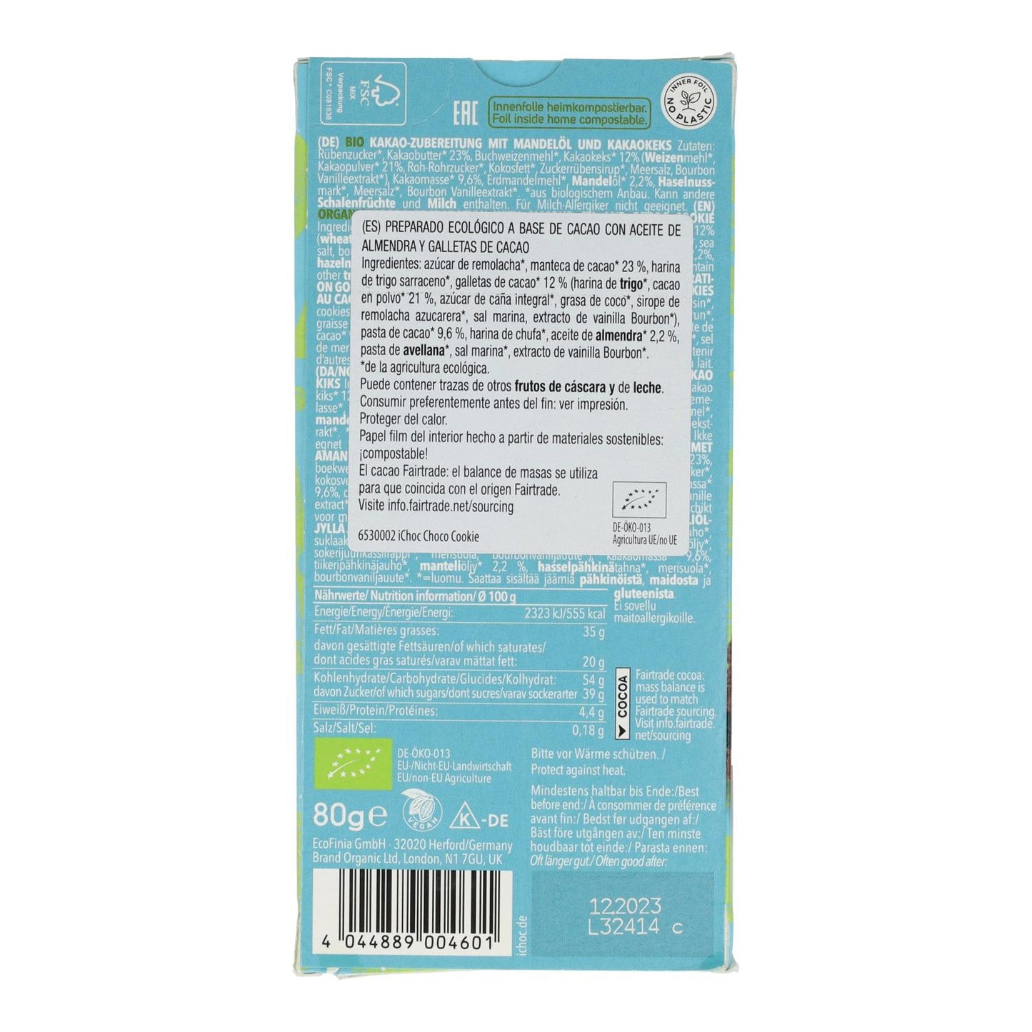 Tabliczka czekolady wegańskiej z kawałkami kakao ichoc 80 g