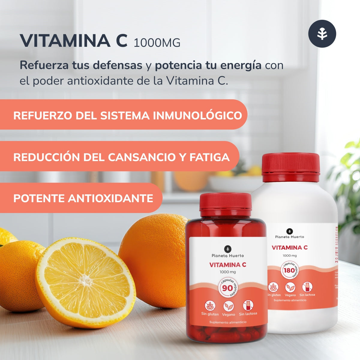 Pak 2xVitamine C 1000 mg Planeta Huerto 180 plantaardige capsules