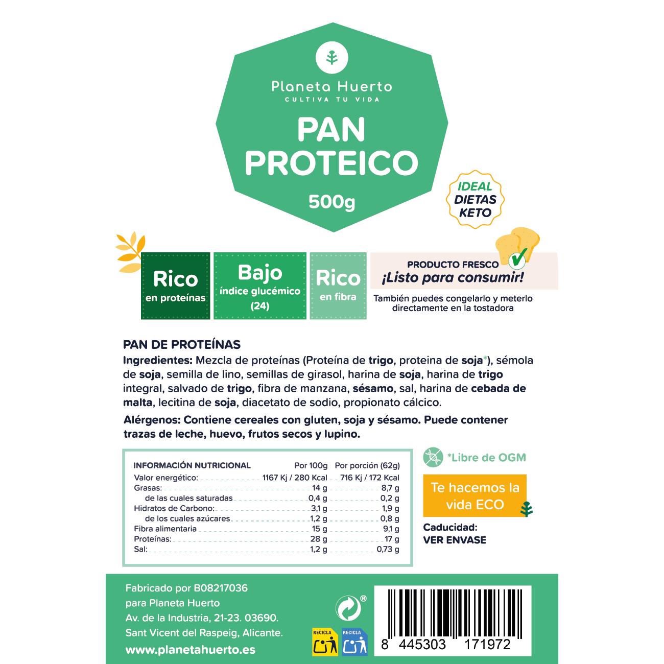 Packung 3x Planeta Huerto Eiweißbrot 500 g