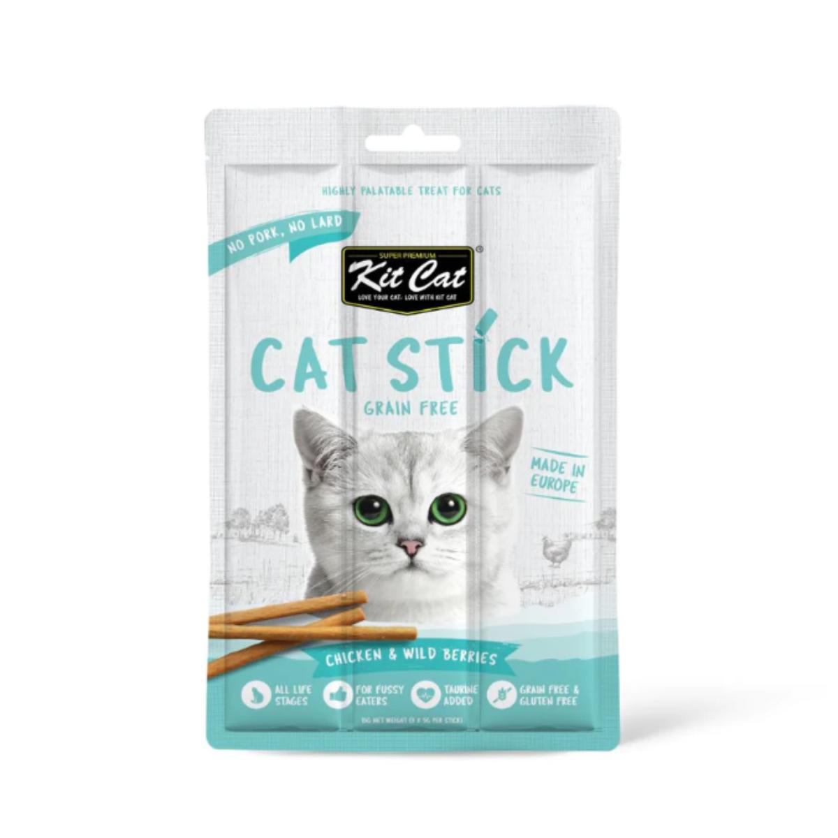 Kit Cat Cat Stick - Poulet & Baies sauvages 15 g Snack semi-humide pour chats