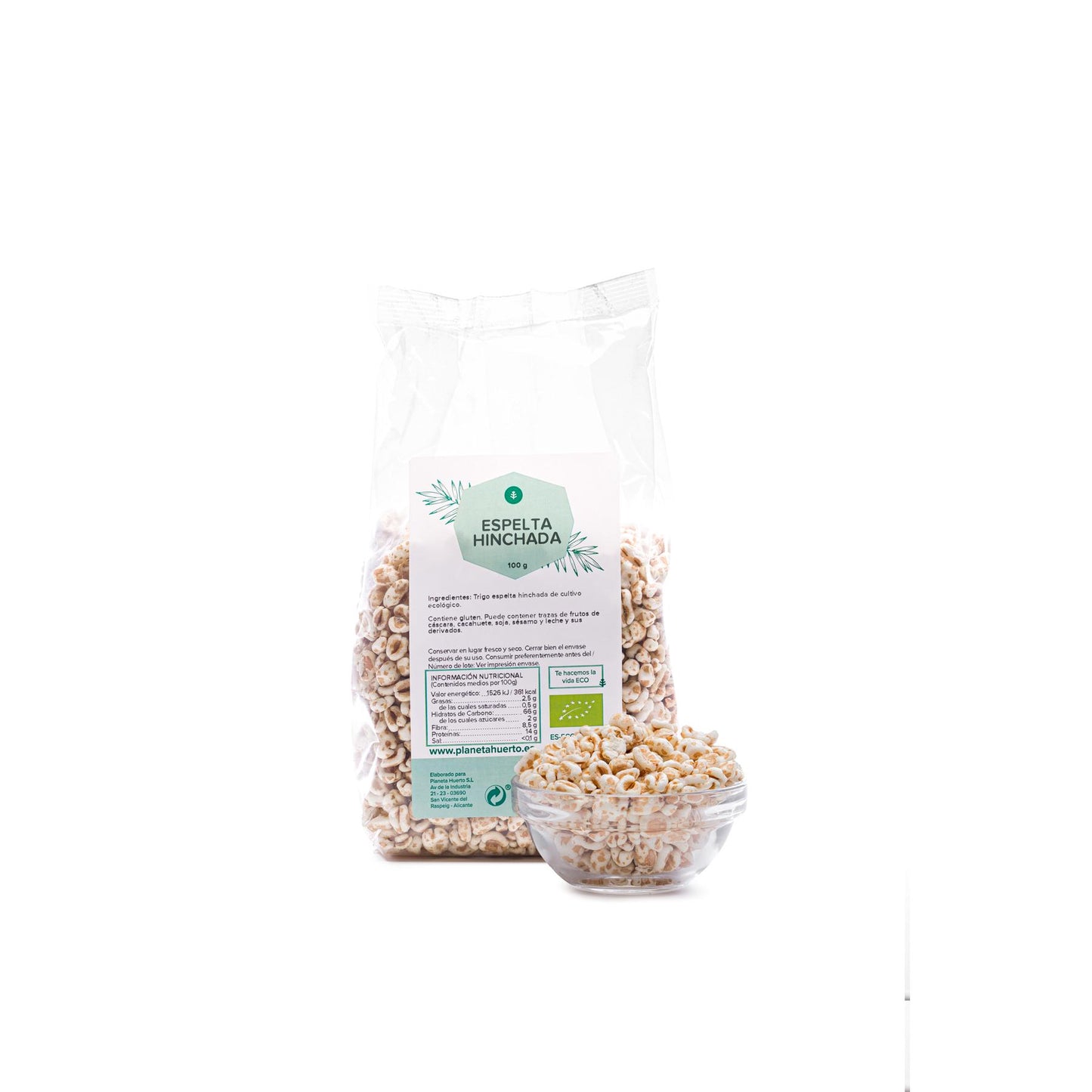 Spelt wheat puffed ECO Planeta Huerto 100 g