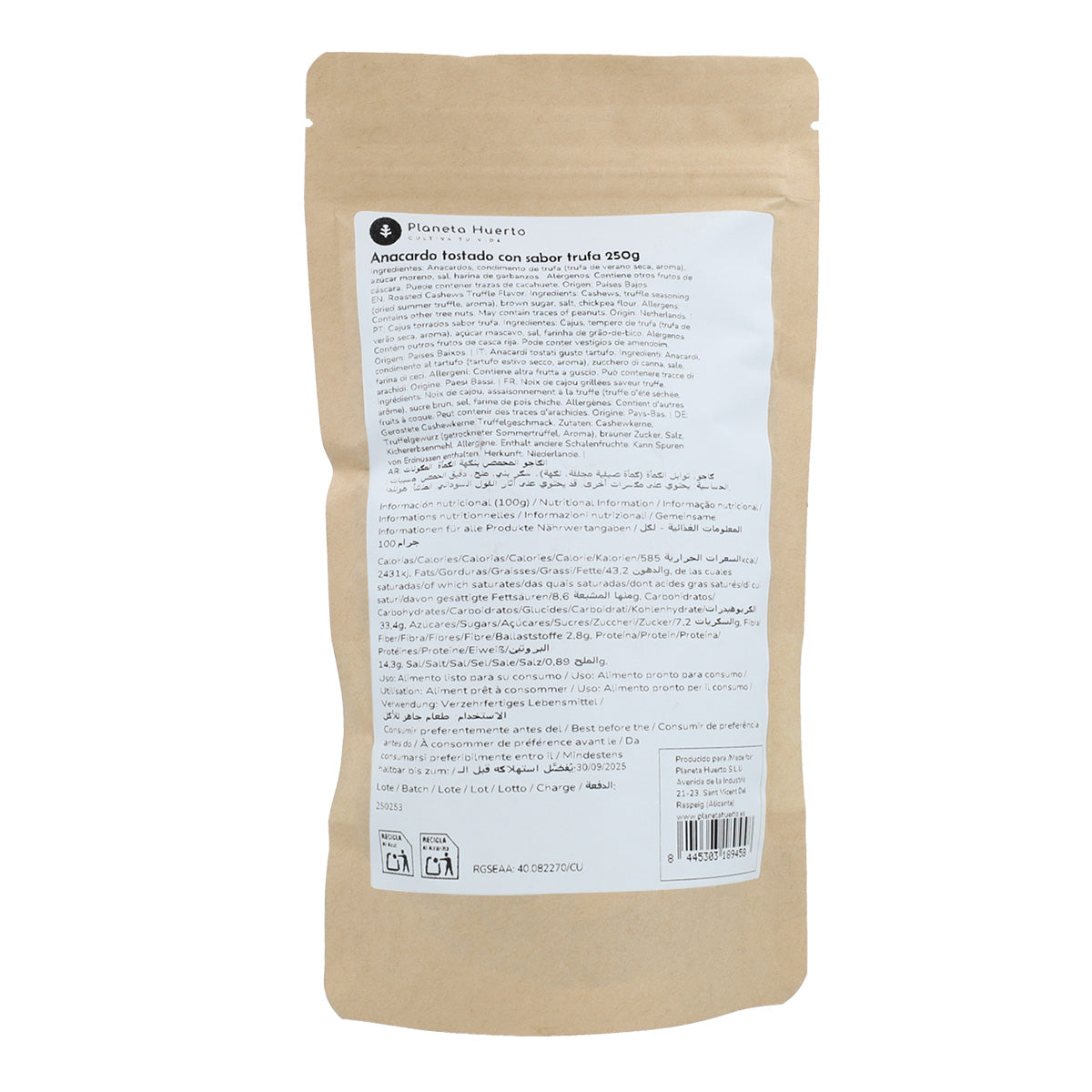 Roasted cashew nuts with truffle flavour Planeta Huerto 250gr